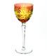 Vintage Bohemian Cranberry & Yellow Cut to Clear Stem Glass Wine Goblet