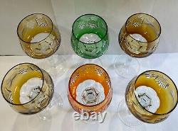 Vintage Bohemian Crystal Cut Wine Glasses Set Of 6