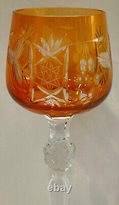 Vintage Bohemian Crystal Cut Wine Glasses Set Of 6