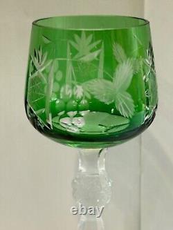 Vintage Bohemian Crystal Cut Wine Glasses Set Of 6