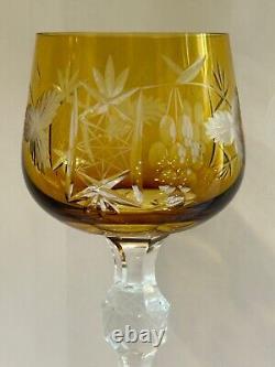 Vintage Bohemian Crystal Cut Wine Glasses Set Of 6