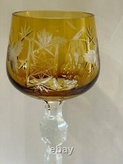Vintage Bohemian Crystal Cut Wine Glasses Set Of 6