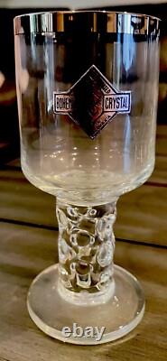 Vintage Bohemian Crystal Glass Set Silver Rim Mid-Century Czech Wine x29