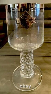 Vintage Bohemian Crystal Glass Set Silver Rim Mid-Century Czech Wine x29