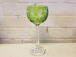 Vintage Bohemian Cut Crystal Multicolored Set of 6 Wine Glasses
