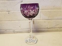 Vintage Bohemian Cut Crystal Multicolored Set of 6 Wine Glasses