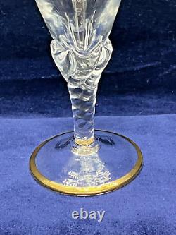 Vintage Bohemian Czech Glass Enameled Hand Painted Champagne/Wine Glasses qty 5