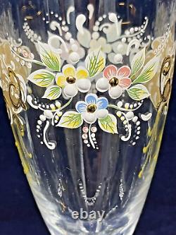 Vintage Bohemian Czech Glass Enameled Hand Painted Champagne/Wine Glasses qty 5