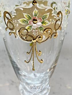 Vintage Bohemian Czech Glass Enameled Hand Painted Champagne/Wine Glasses qty 5