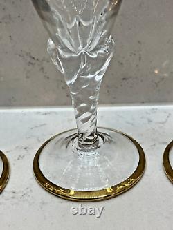 Vintage Bohemian Czech Glass Enameled Hand Painted Champagne/Wine Glasses qty 5