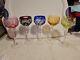 Vintage Bohemian Multicolor Vineyard Hock Wine Glasses 8 Tall Set Of 5
