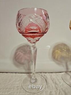 Vintage Bohemian Multicolor Vineyard Hock Wine Glasses 8 Tall Set Of 5