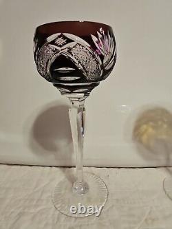 Vintage Bohemian Multicolor Vineyard Hock Wine Glasses 8 Tall Set Of 5