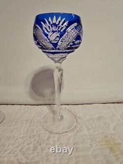 Vintage Bohemian Multicolor Vineyard Hock Wine Glasses 8 Tall Set Of 5