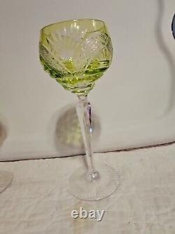 Vintage Bohemian Multicolor Vineyard Hock Wine Glasses 8 Tall Set Of 5