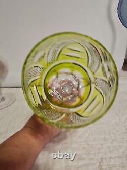 Vintage Bohemian Multicolor Vineyard Hock Wine Glasses 8 Tall Set Of 5