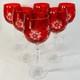Vintage Bohemian Ruby Red Cut To Clear 8 7/8 Wine Glasses Set Of 6