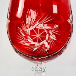 Vintage Bohemian Ruby Red Cut To Clear 8 7/8 Wine Glasses Set Of 6