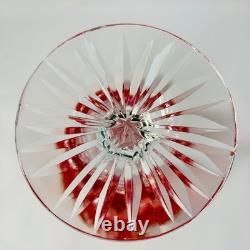 Vintage Bohemian Ruby Red Cut To Clear 8 7/8 Wine Glasses Set Of 6