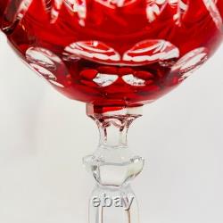Vintage Bohemian Ruby Red Cut To Clear 8 7/8 Wine Glasses Set Of 6