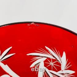 Vintage Bohemian Ruby Red Cut To Clear 8 7/8 Wine Glasses Set Of 6