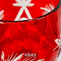 Vintage Bohemian Ruby Red Cut To Clear 8 7/8 Wine Glasses Set Of 6