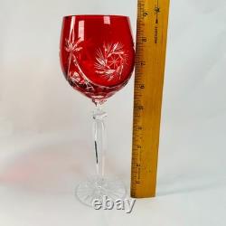 Vintage Bohemian Ruby Red Cut To Clear 8 7/8 Wine Glasses Set Of 6