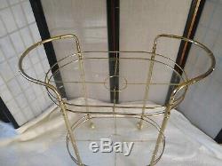 Vintage Brass Bamboo Hollywood Martini Wine Bar Tea Cart French Chinoiserie