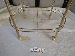 Vintage Brass Bamboo Hollywood Martini Wine Bar Tea Cart French Chinoiserie