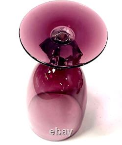 Vintage Bryce Amethyst Crystal Water Wine Goblet Glass Diamond Stem Set Of 6