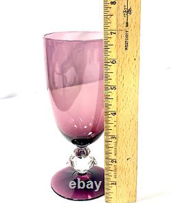 Vintage Bryce Amethyst Crystal Water Wine Goblet Glass Diamond Stem Set Of 6