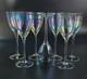 Vintage Bulgaria Iridescent Wine Glasses 8 3/4 Tall Set of 7