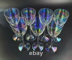 Vintage Bulgaria Iridescent Wine Glasses 8 3/4 Tall Set of 7