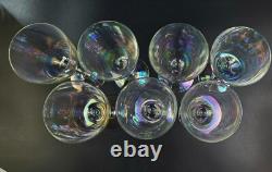 Vintage Bulgaria Iridescent Wine Glasses 8 3/4 Tall Set of 7