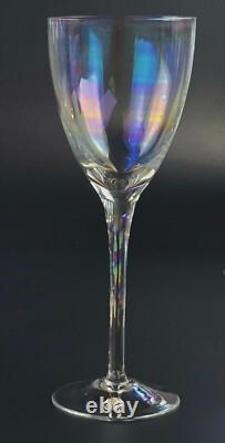 Vintage Bulgaria Iridescent Wine Glasses 8 3/4 Tall Set of 7