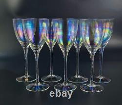 Vintage Bulgaria Iridescent Wine Glasses 8 3/4 Tall Set of 7