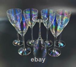 Vintage Bulgaria Iridescent Wine Glasses 8 3/4 Tall Set of 7