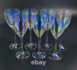 Vintage Bulgaria Iridescent Wine Glasses 8 3/4 Tall Set of 7
