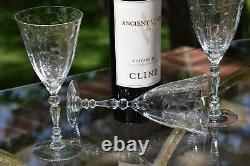 Vintage CRYSTAL Wine glasses, Set of 6, Fostoria Mulberry circa 1940's