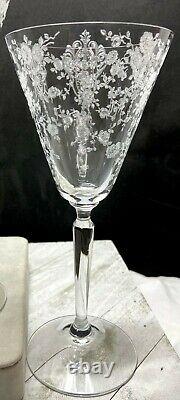 Vintage Cambridge Glass Rose Point Water Goblet/Wine Stem # 3106-Rare-Set of 3