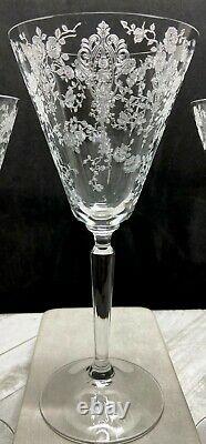 Vintage Cambridge Glass Rose Point Water Goblet/Wine Stem # 3106-Rare-Set of 3