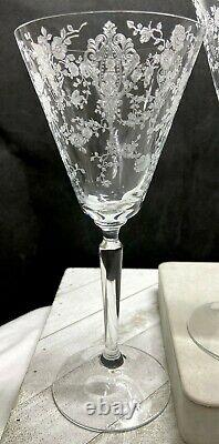 Vintage Cambridge Glass Rose Point Water Goblet/Wine Stem # 3106-Rare-Set of 3