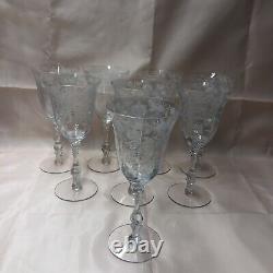 Vintage Cambridge ROSE POINT Water /Wine Goblets Glasses Stems #3121 8 Pcs