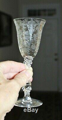 Vintage Cambridge Rose Point Elegant Blown Cordial Wine Glass Set (5) 5 3/4 H