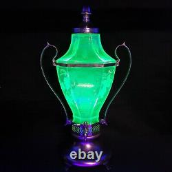 Vintage Cambridge Vaseline Glass Beverage Wine Liquor Drink Dispenser Decanter