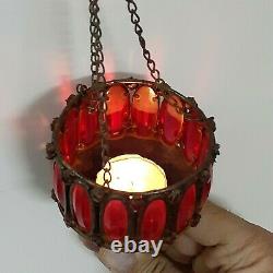 Vintage Candle Lamp Holder Light Shade Wine Plastic Lantern Hanging Iron/Chains