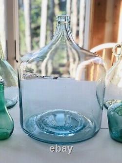 Vintage Carboy Blue 5 Gallon Glass Wine Bottle Jug DemiJohn Water Antique Rare