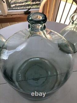 Vintage Carboy Blue 5 Gallon Glass Wine Bottle Jug DemiJohn Water Antique Rare