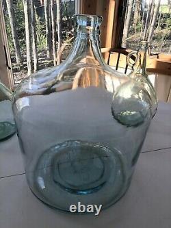 Vintage Carboy Blue 5 Gallon Glass Wine Bottle Jug DemiJohn Water Antique Rare