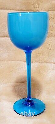 Vintage Carlo Moretti Blue with White Cased 7 Wine Glasses Set Of 4 ITALY
